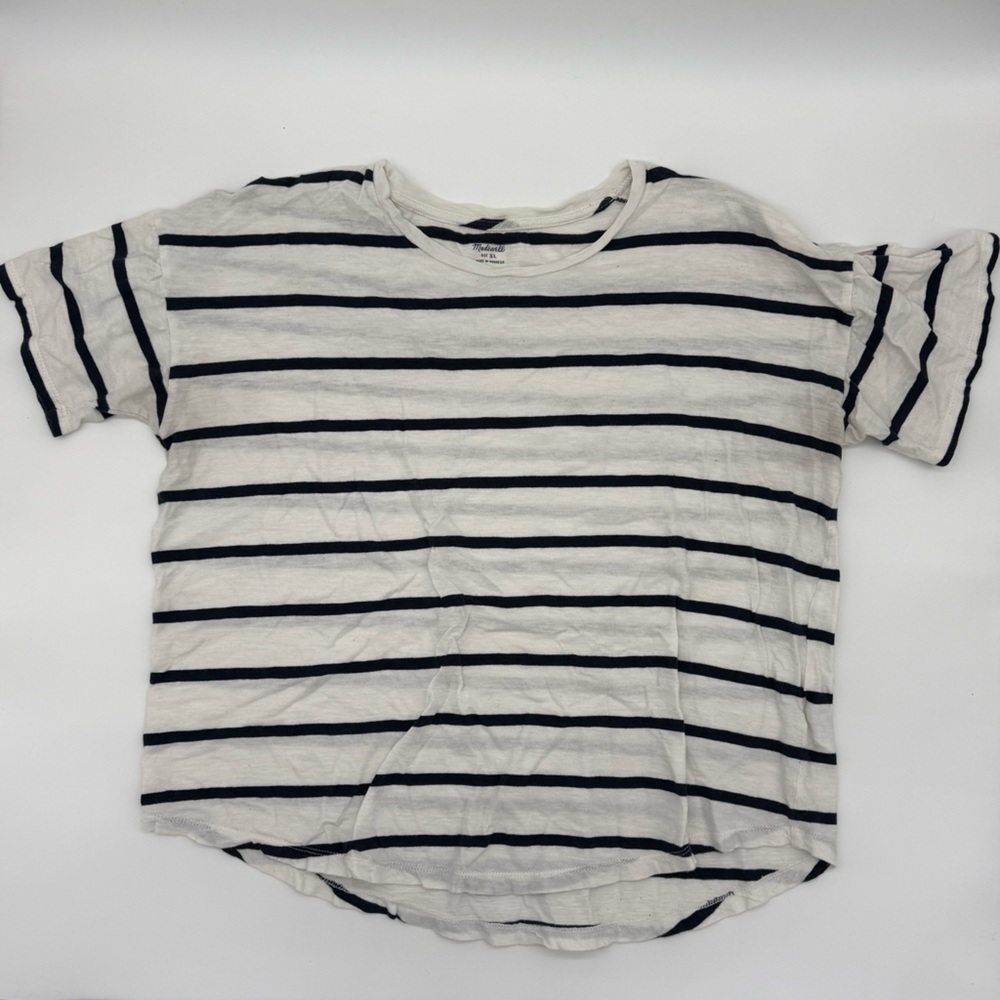 Madewell Black and White Striped Short Sleeve